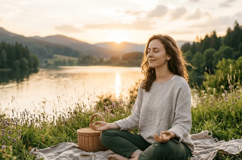 Chica meditando